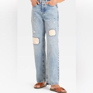 Women's Mid-Rise Patchwork 90's Baggy Jeans Universal Thread Medium Wash 8R NWT